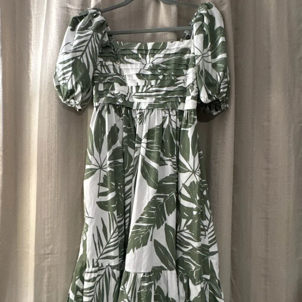 Abercrombie & Fitch Emerson Poplin Puff Seeve Midi Dress (SP) - Picture 3 of 6